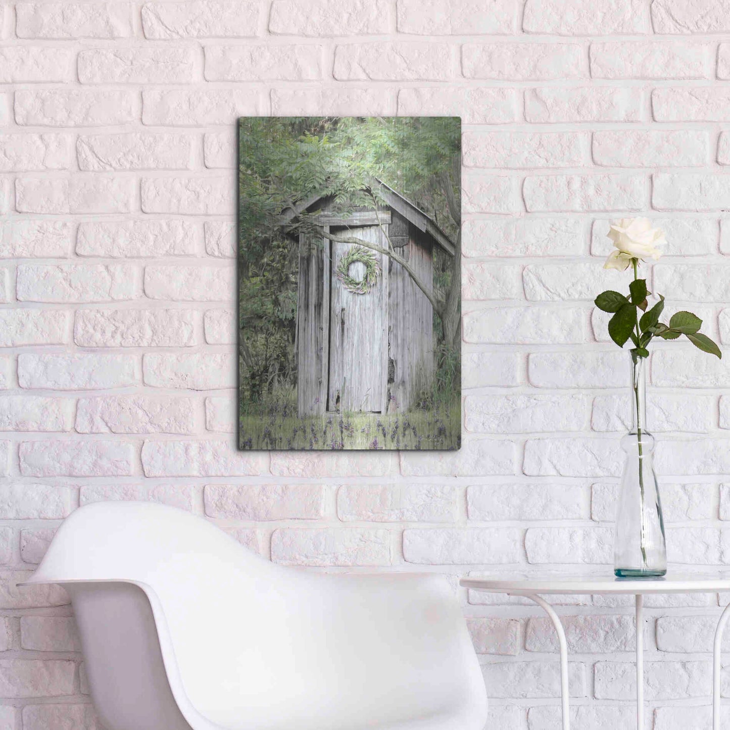 Luxe Metal Art 'Lavender Outhouse' by Lori Deiter, Metal Wall Art,16x24