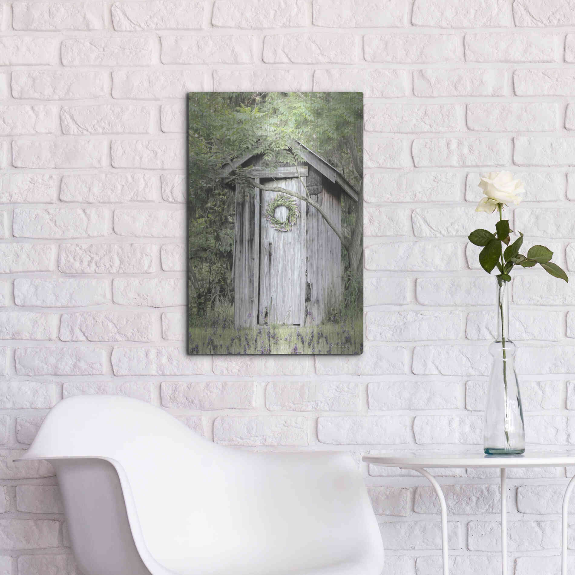 Luxe Metal Art 'Lavender Outhouse' by Lori Deiter, Metal Wall Art,16x24