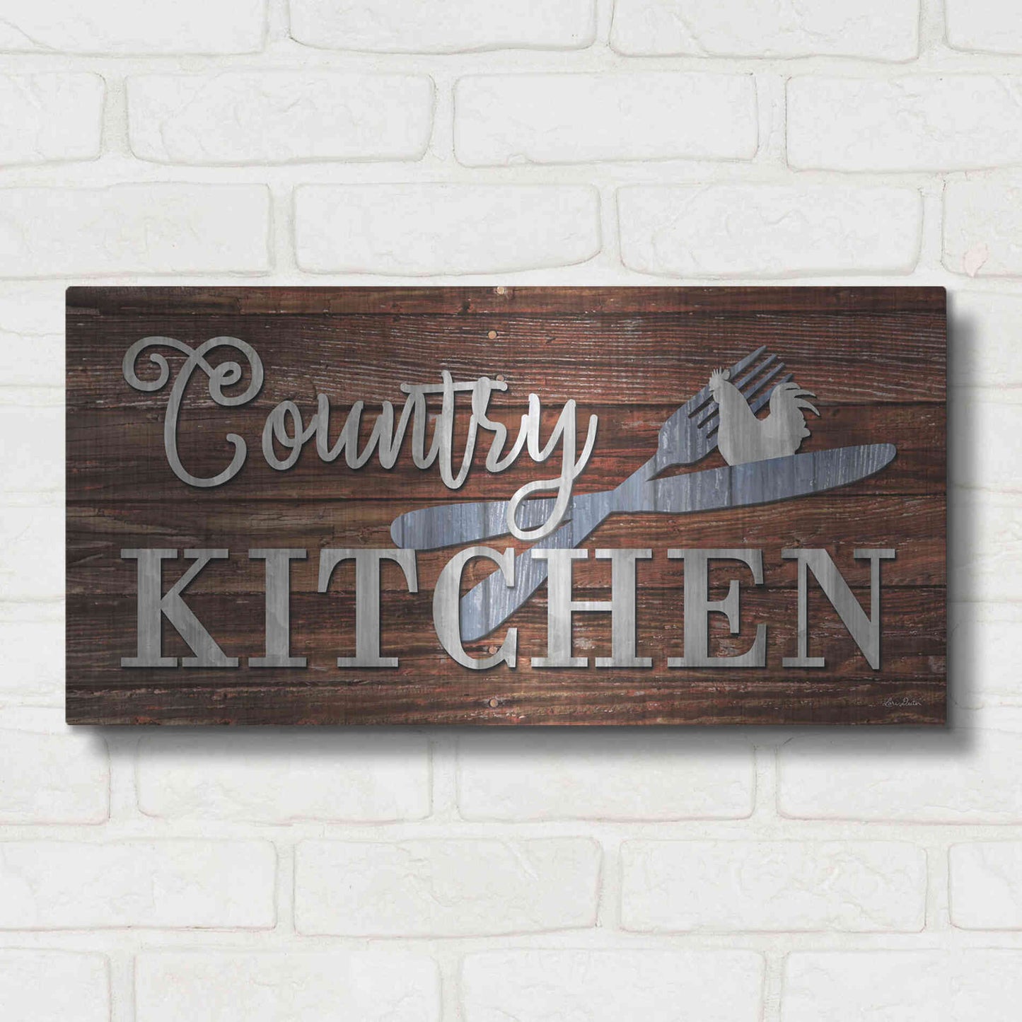 Luxe Metal Art 'Country Kitchen' by Lori Deiter, Metal Wall Art,24x12