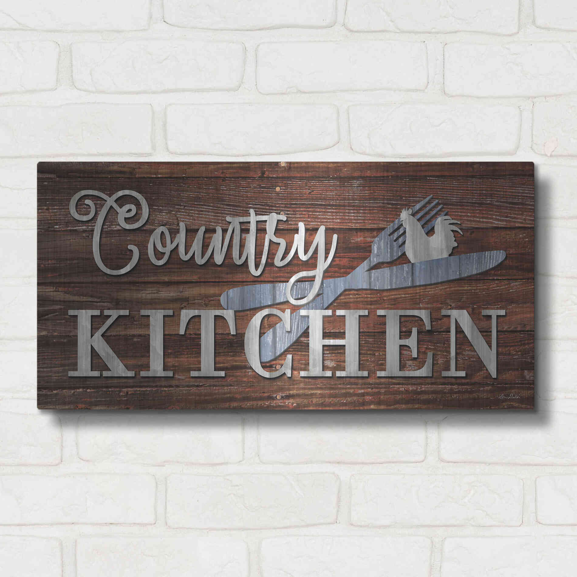 Luxe Metal Art 'Country Kitchen' by Lori Deiter, Metal Wall Art,24x12