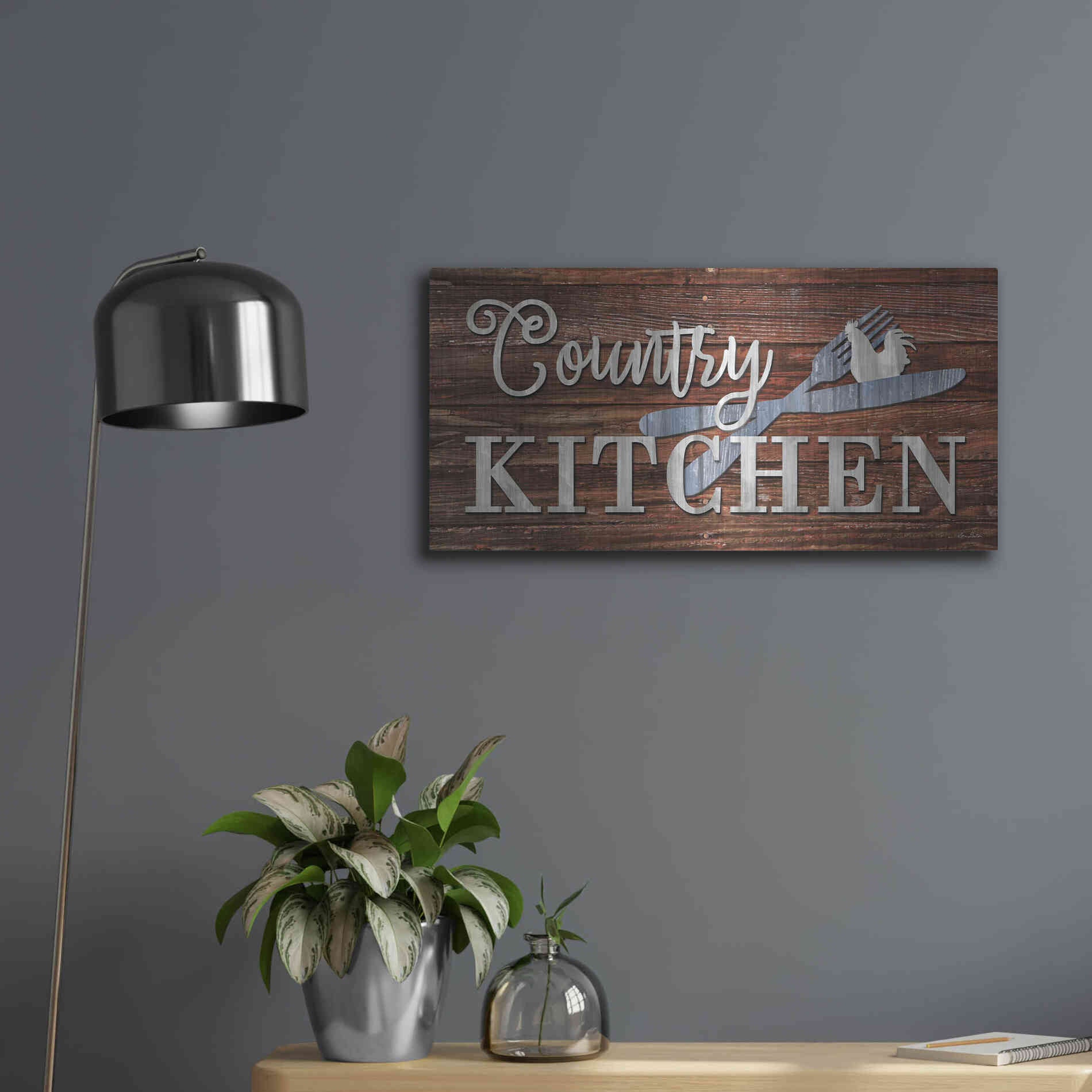 Luxe Metal Art 'Country Kitchen' by Lori Deiter, Metal Wall Art,24x12