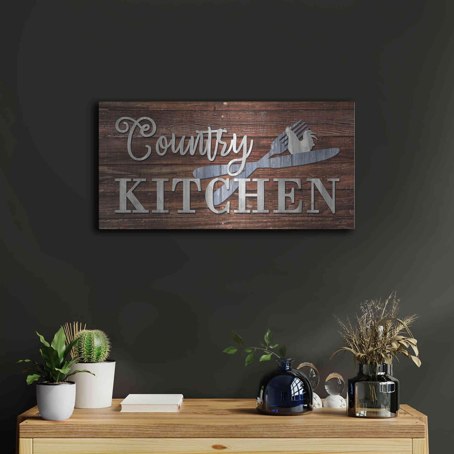 Luxe Metal Art 'Country Kitchen' by Lori Deiter, Metal Wall Art,24x12