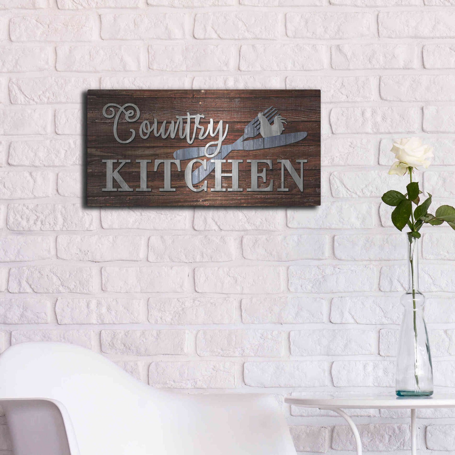 Luxe Metal Art 'Country Kitchen' by Lori Deiter, Metal Wall Art,24x12