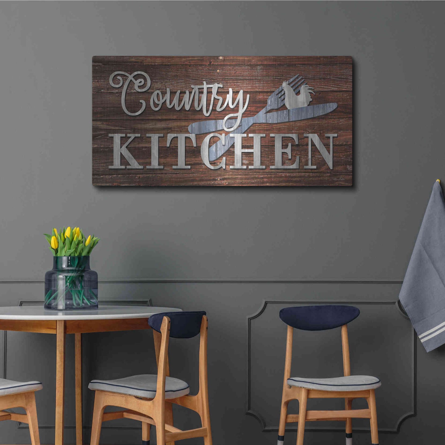 Luxe Metal Art 'Country Kitchen' by Lori Deiter, Metal Wall Art,48x24