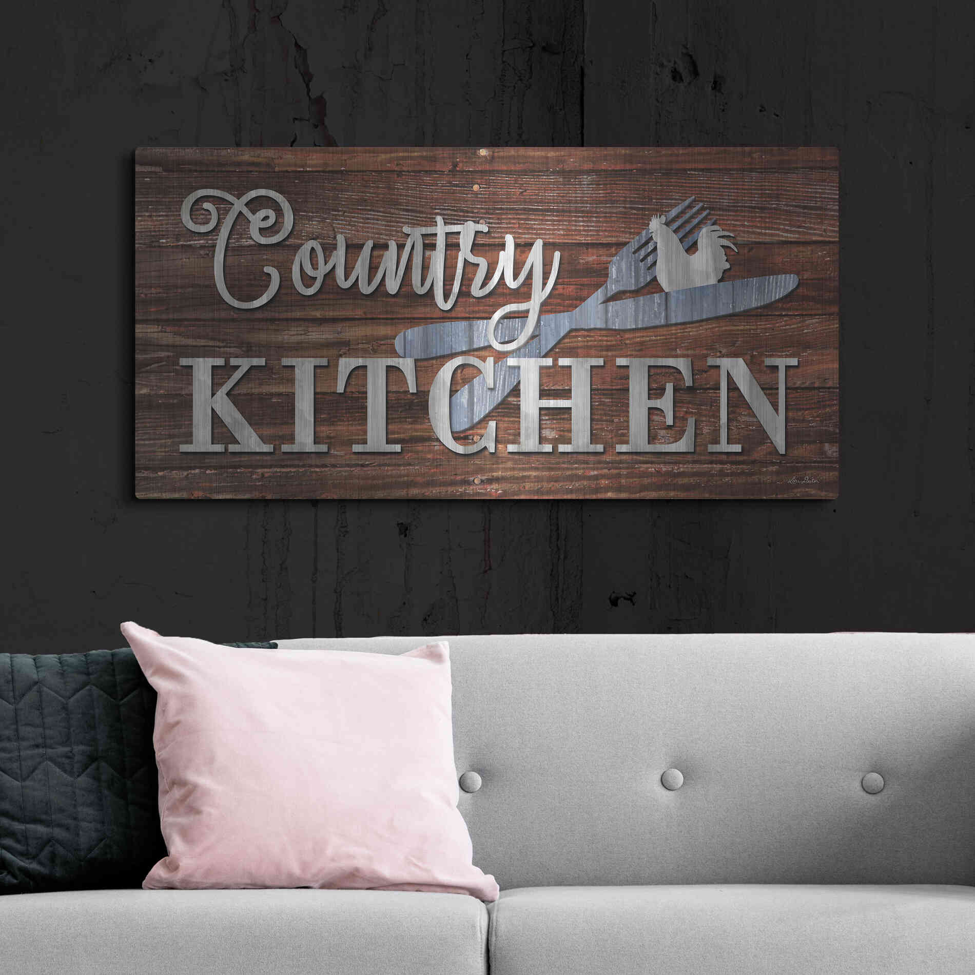 Luxe Metal Art 'Country Kitchen' by Lori Deiter, Metal Wall Art,48x24