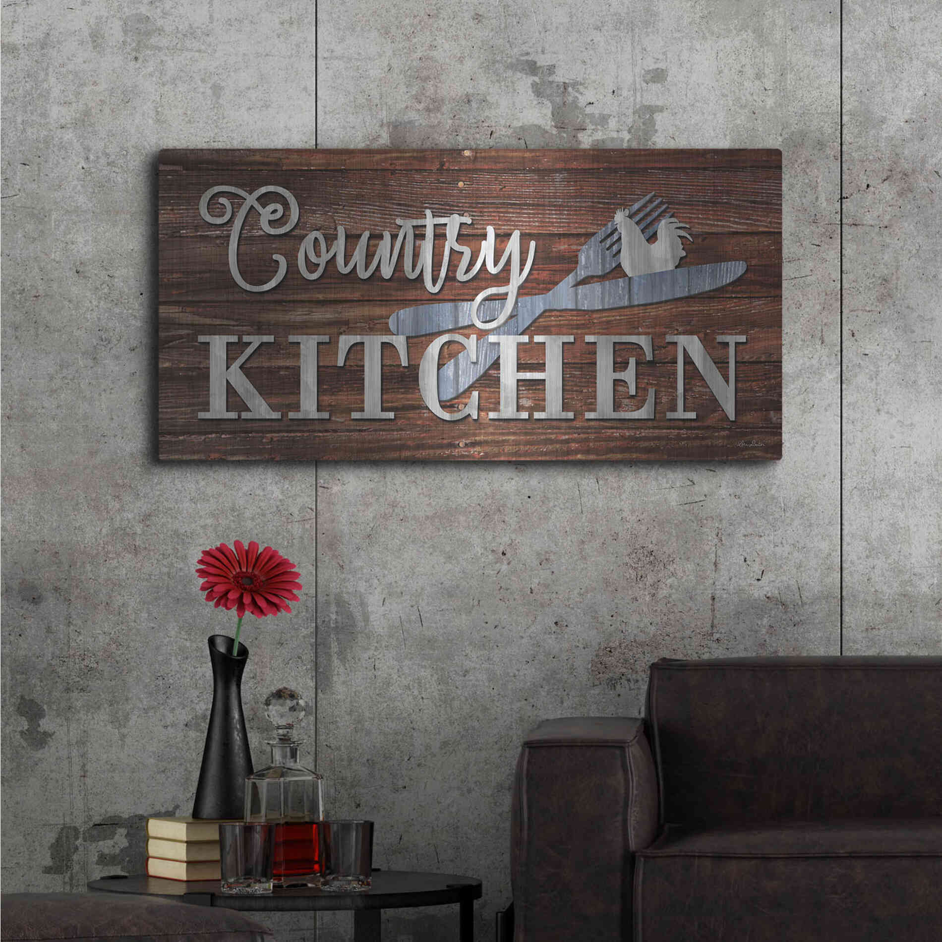 Luxe Metal Art 'Country Kitchen' by Lori Deiter, Metal Wall Art,48x24