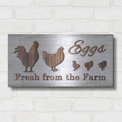 Luxe Metal Art 'Farm Fresh Eggs' by Lori Deiter, Metal Wall Art,24x12