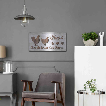 Luxe Metal Art 'Farm Fresh Eggs' by Lori Deiter, Metal Wall Art,24x12