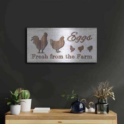Luxe Metal Art 'Farm Fresh Eggs' by Lori Deiter, Metal Wall Art,24x12