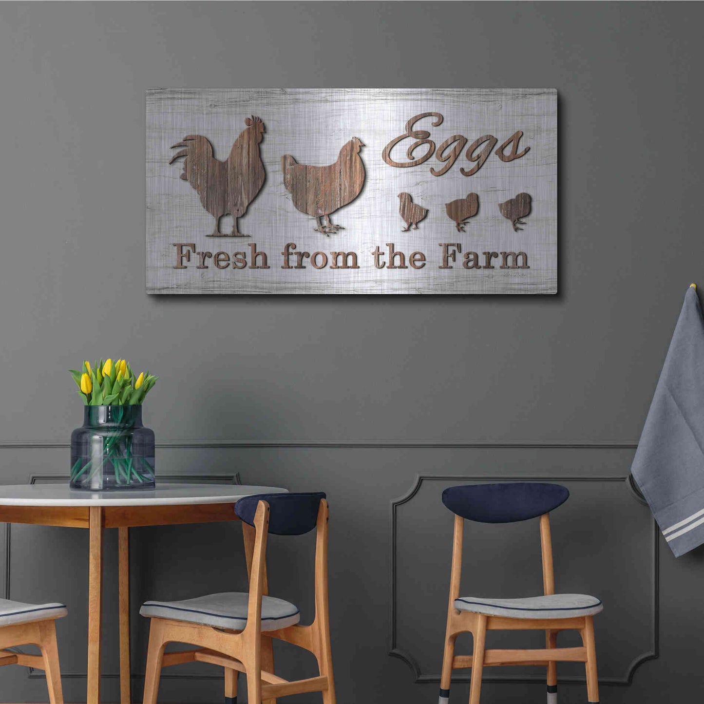 Luxe Metal Art 'Farm Fresh Eggs' by Lori Deiter, Metal Wall Art,48x24