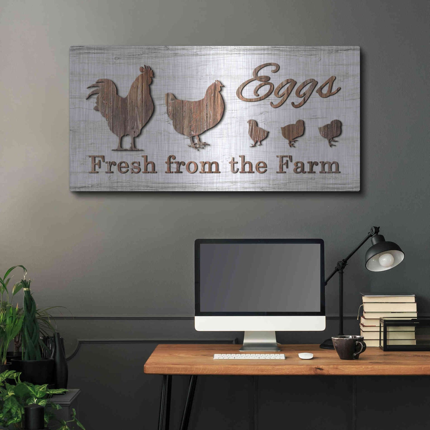Luxe Metal Art 'Farm Fresh Eggs' by Lori Deiter, Metal Wall Art,48x24