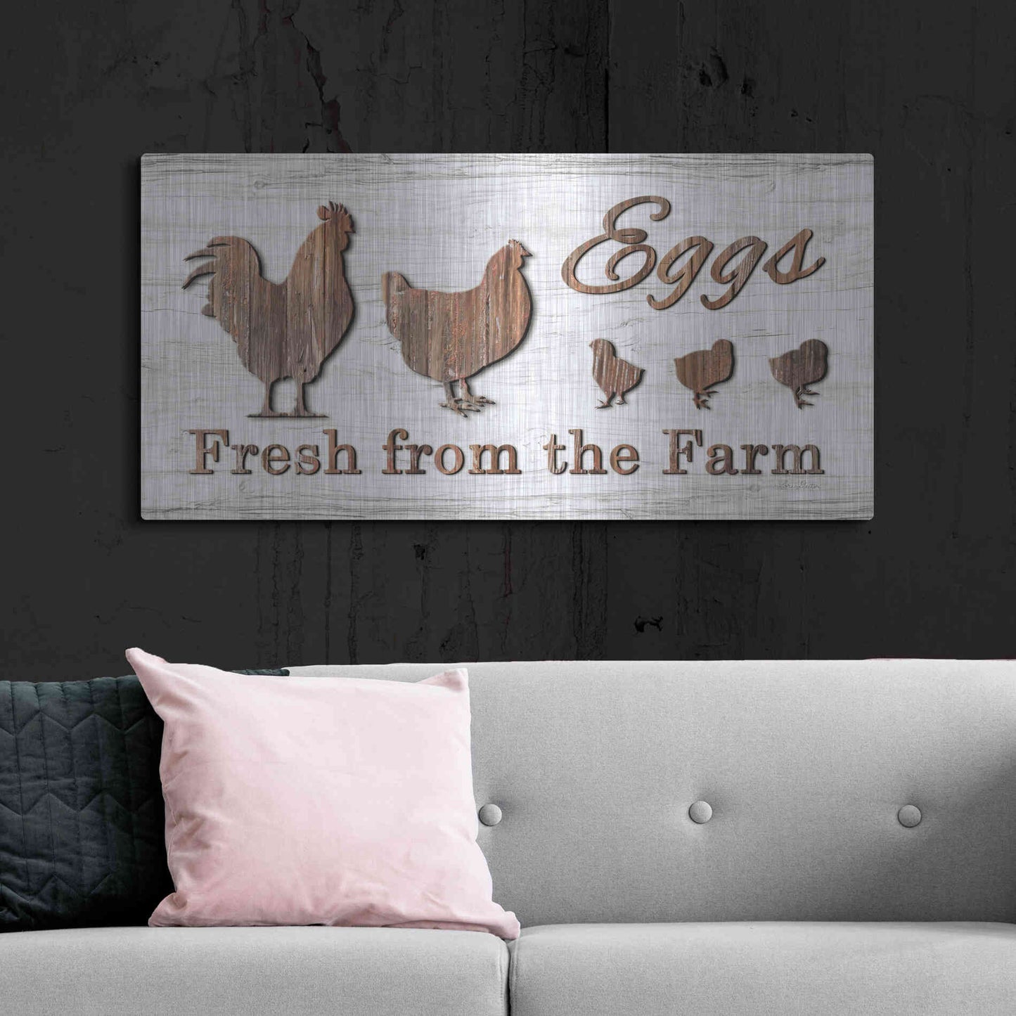 Luxe Metal Art 'Farm Fresh Eggs' by Lori Deiter, Metal Wall Art,48x24