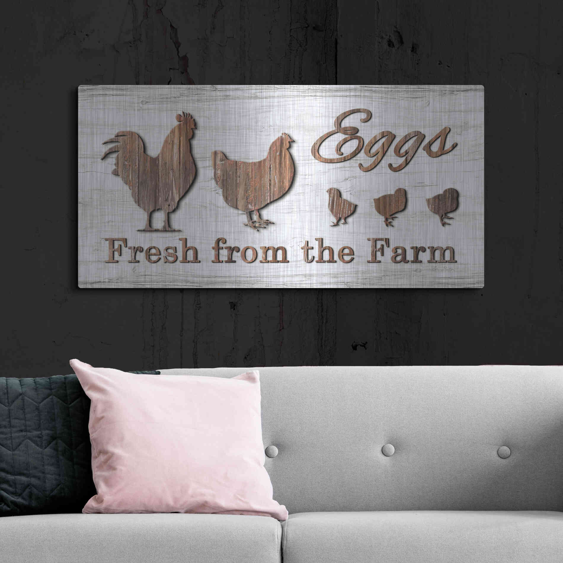 Luxe Metal Art 'Farm Fresh Eggs' by Lori Deiter, Metal Wall Art,48x24