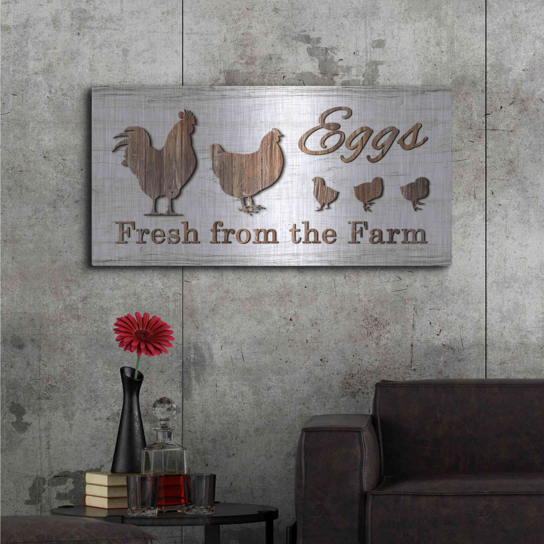 Luxe Metal Art 'Farm Fresh Eggs' by Lori Deiter, Metal Wall Art,48x24