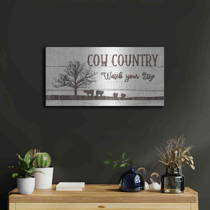 Luxe Metal Art 'Cow Country' by Lori Deiter, Metal Wall Art,24x12