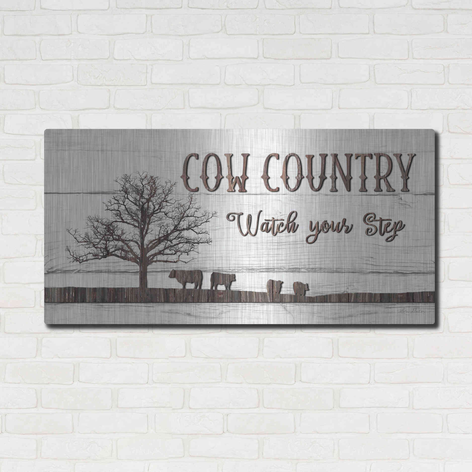 Luxe Metal Art 'Cow Country' by Lori Deiter, Metal Wall Art,48x24