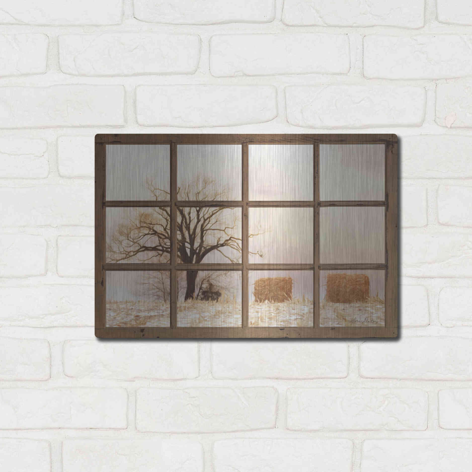 Luxe Metal Art 'View of Winter Fields' by Lori Deiter, Metal Wall Art,16x12