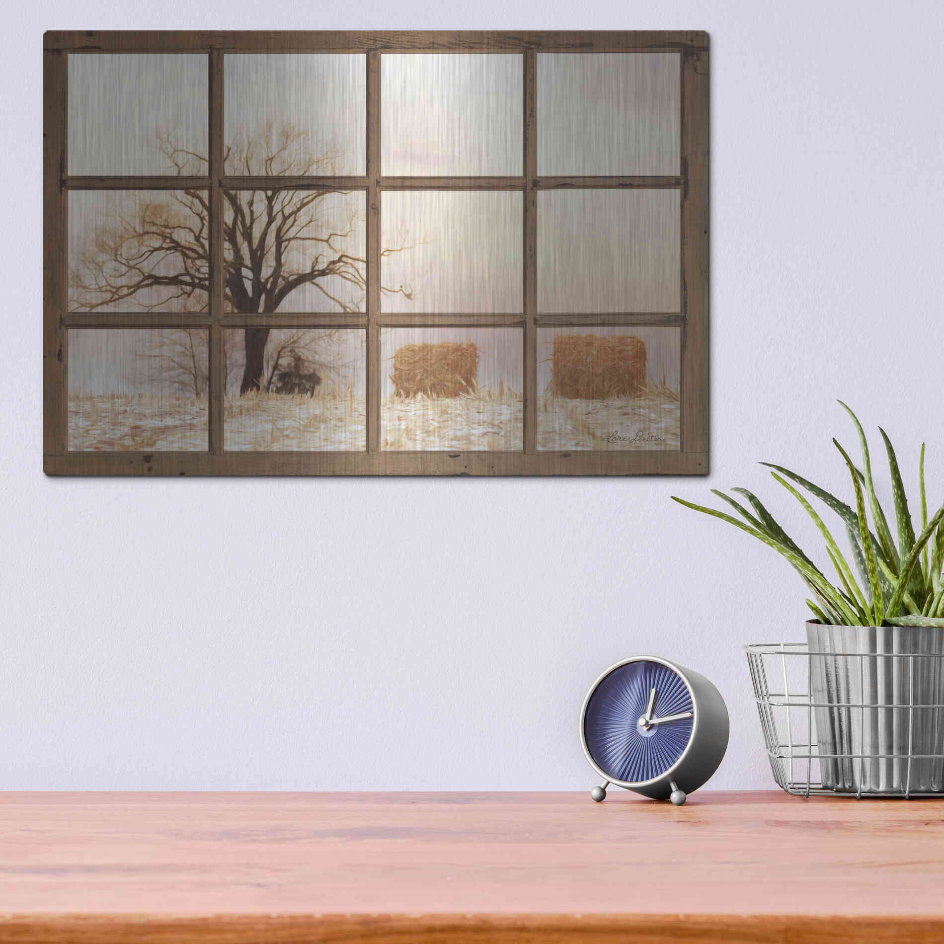 Luxe Metal Art 'View of Winter Fields' by Lori Deiter, Metal Wall Art,16x12
