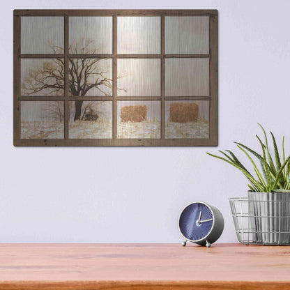 Luxe Metal Art 'View of Winter Fields' by Lori Deiter, Metal Wall Art,16x12