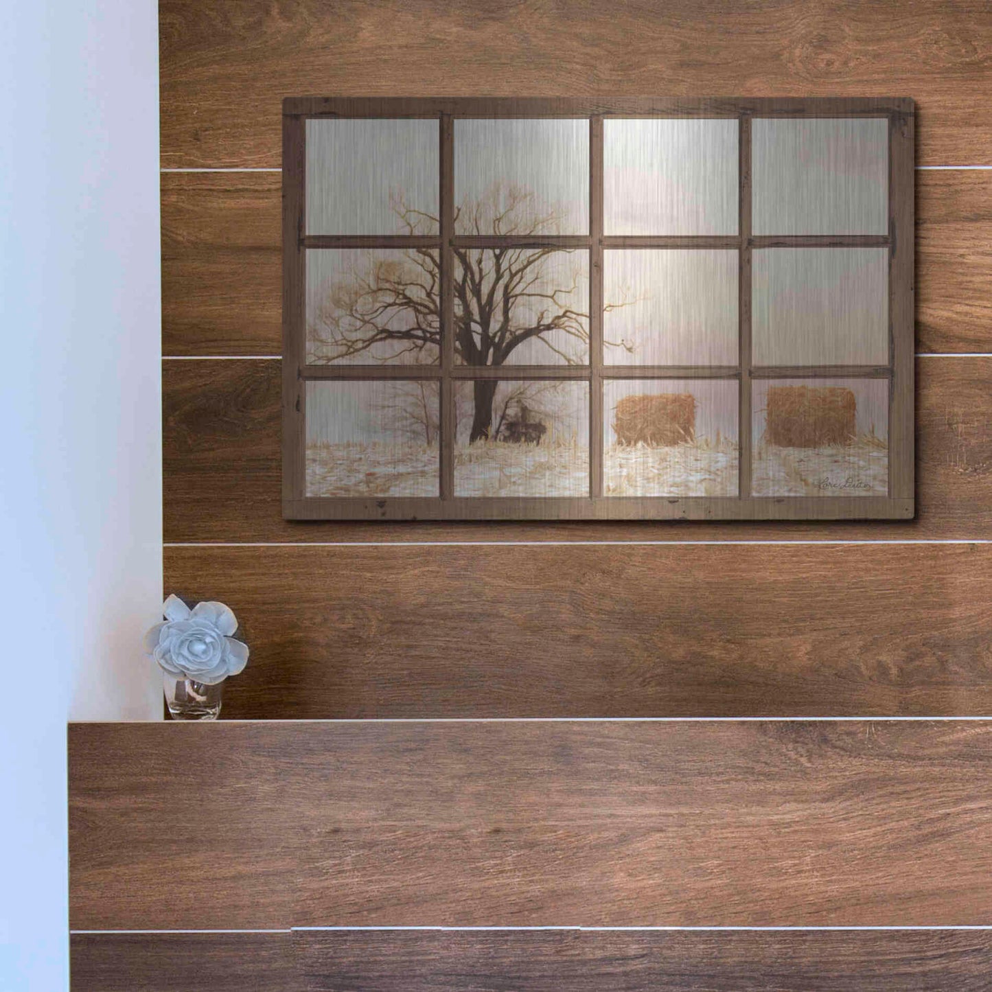 Luxe Metal Art 'View of Winter Fields' by Lori Deiter, Metal Wall Art,16x12