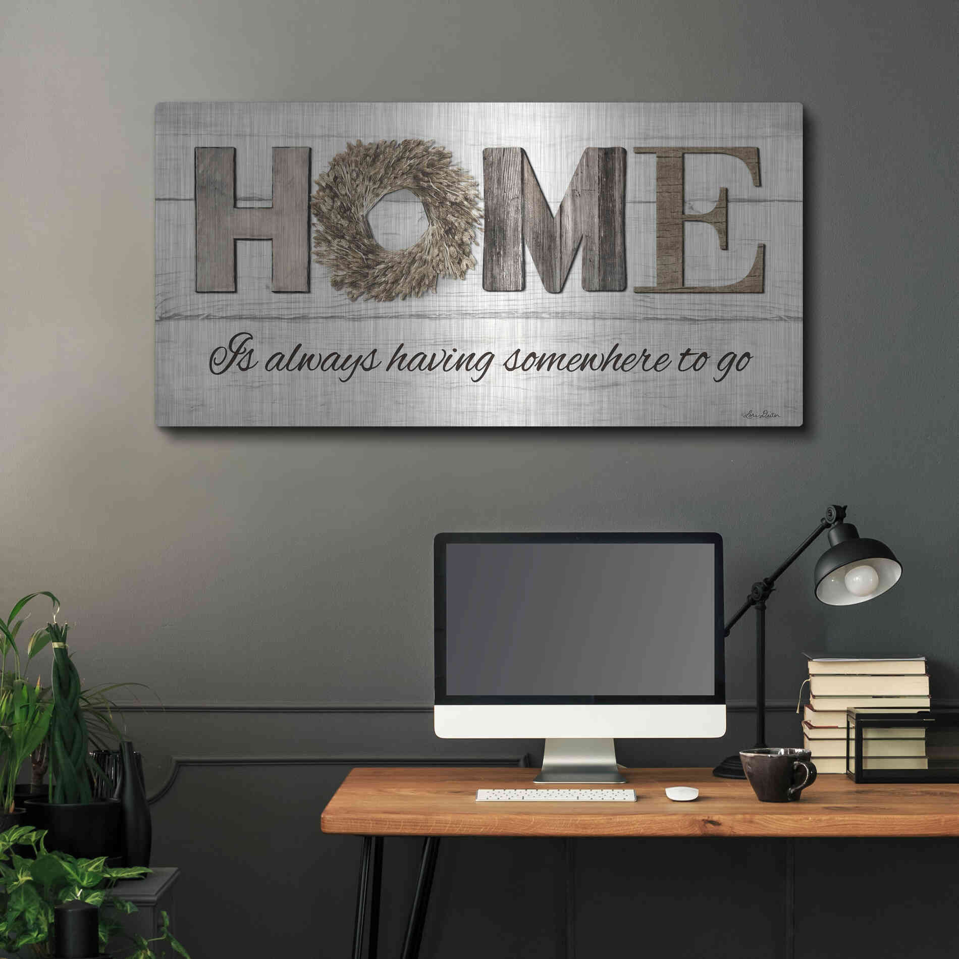 Luxe Metal Art 'Home is Always Having Somewhere to Go' by Lori Deiter, Metal Wall Art,48x24