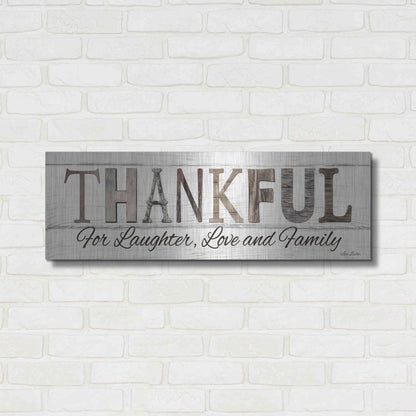 Luxe Metal Art 'Thankful for Laughter, Love and Family' by Lori Deiter, Metal Wall Art,36x12