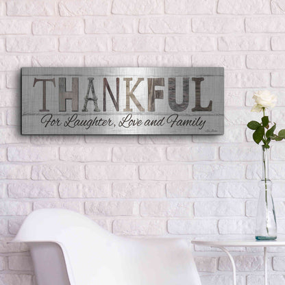 Luxe Metal Art 'Thankful for Laughter, Love and Family' by Lori Deiter, Metal Wall Art,36x12