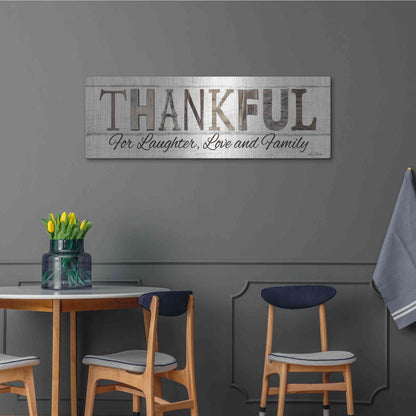 Luxe Metal Art 'Thankful for Laughter, Love and Family' by Lori Deiter, Metal Wall Art,48x16