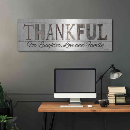 Luxe Metal Art 'Thankful for Laughter, Love and Family' by Lori Deiter, Metal Wall Art,48x16