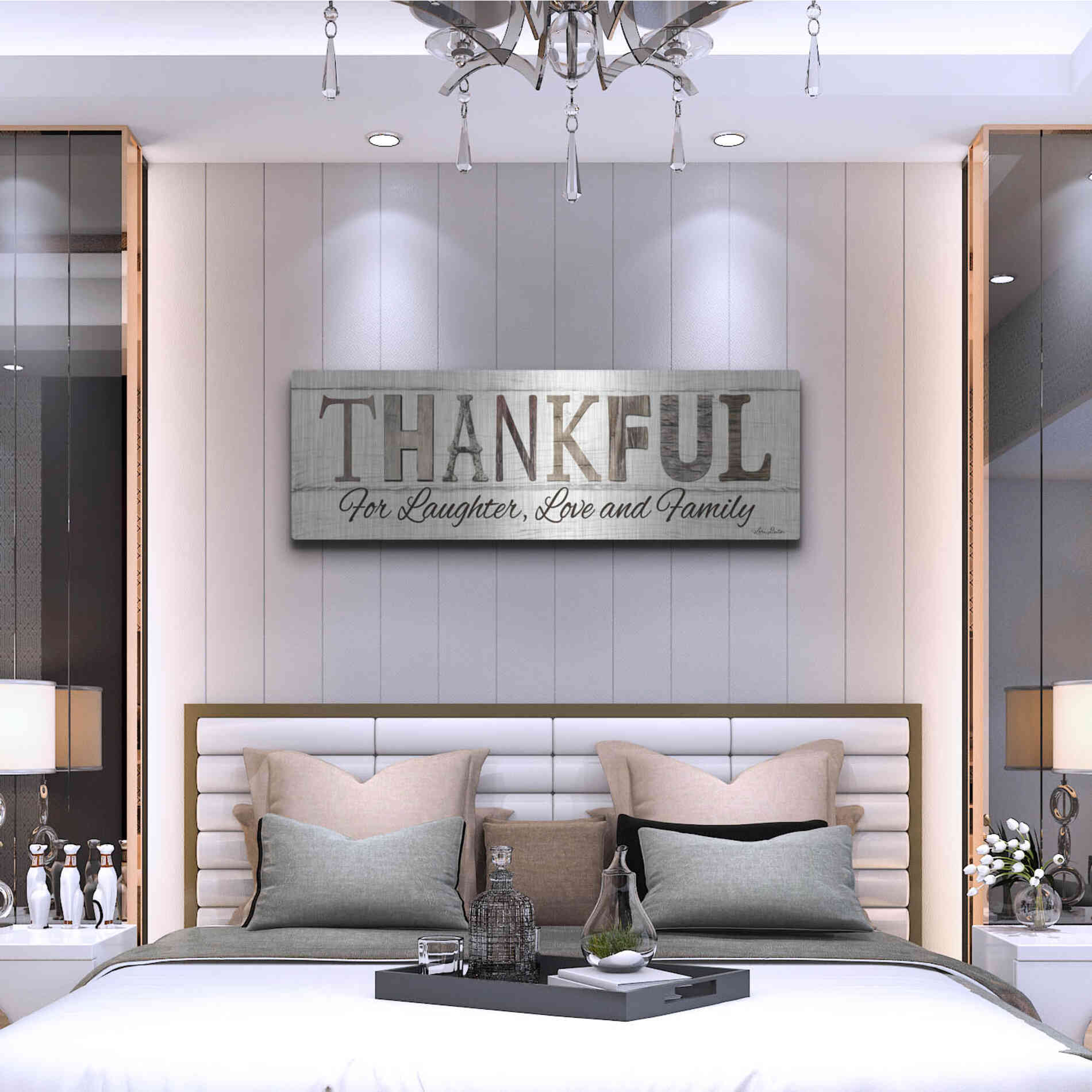 Luxe Metal Art 'Thankful for Laughter, Love and Family' by Lori Deiter, Metal Wall Art,48x16