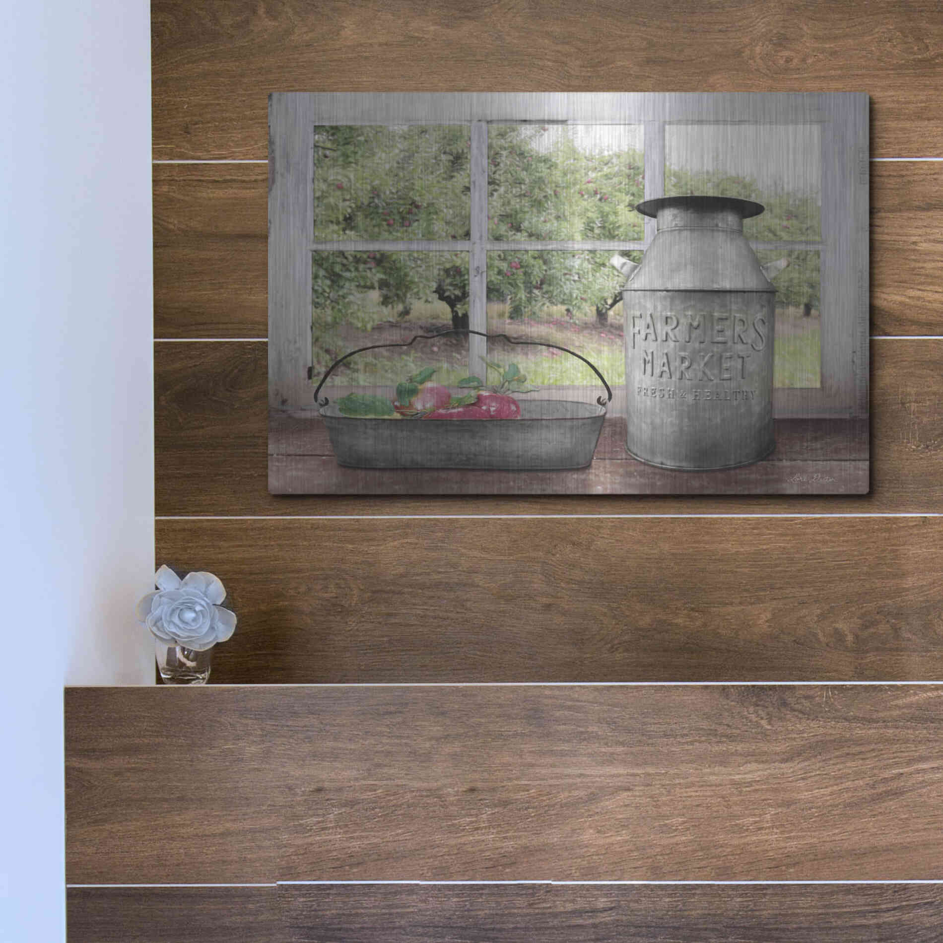 Luxe Metal Art 'Apple Orchard' by Lori Deiter, Metal Wall Art,16x12