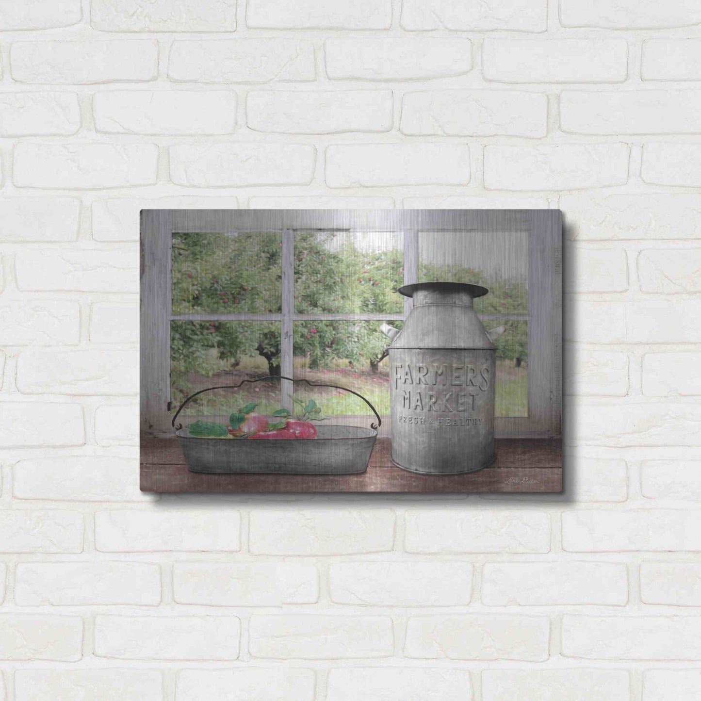 Luxe Metal Art 'Apple Orchard' by Lori Deiter, Metal Wall Art,24x16