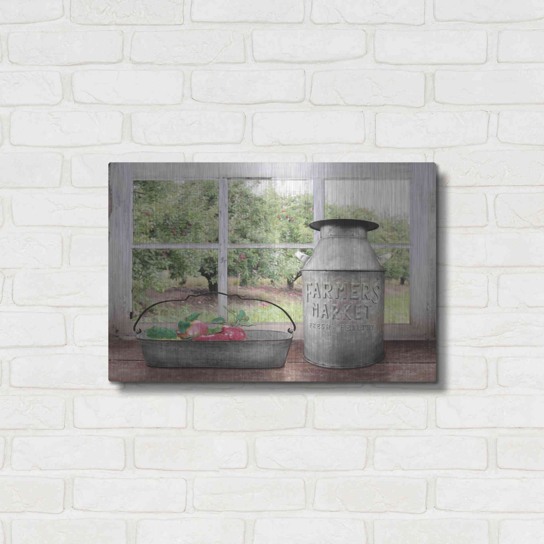 Luxe Metal Art 'Apple Orchard' by Lori Deiter, Metal Wall Art,24x16