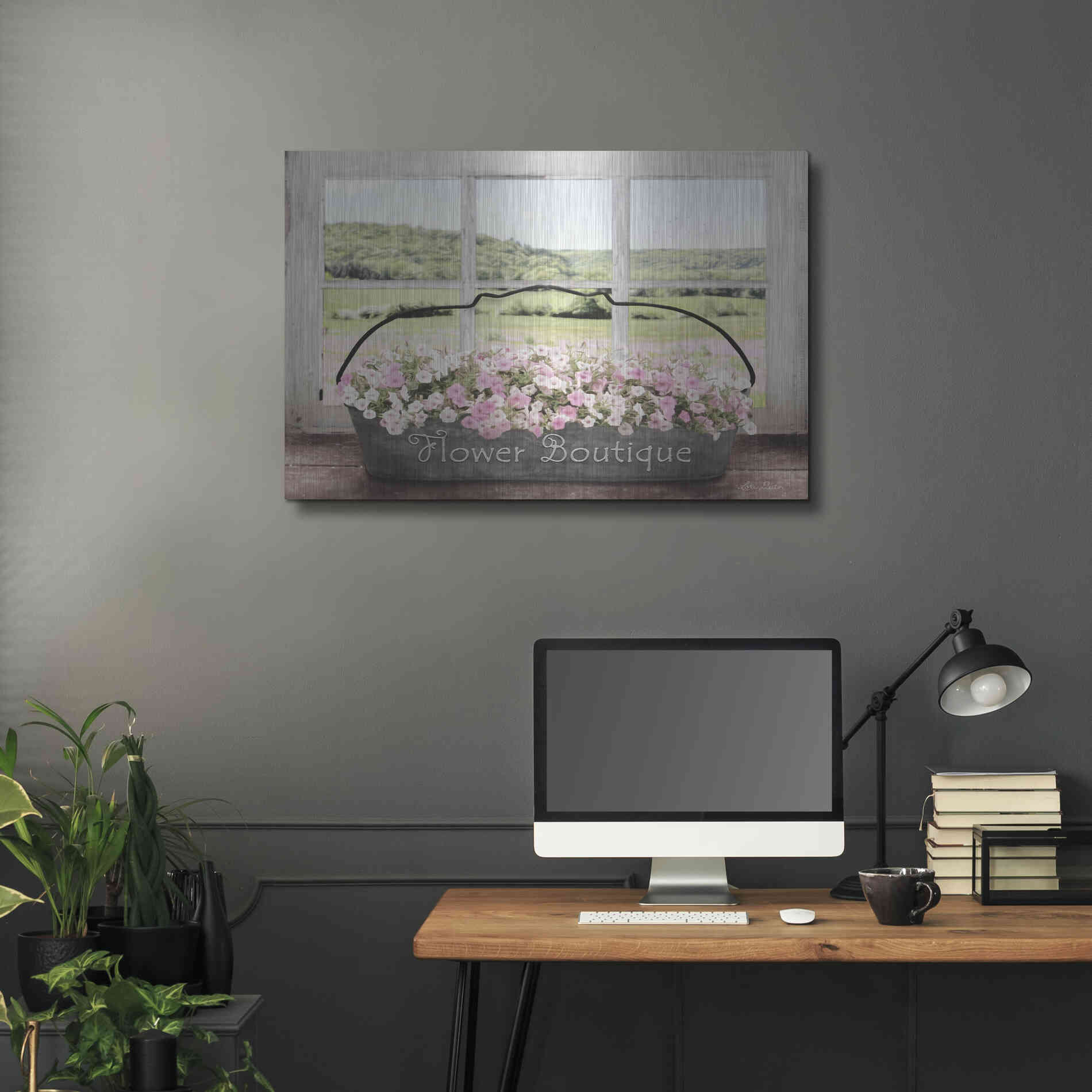 Luxe Metal Art 'Flower Boutique' by Lori Deiter, Metal Wall Art,36x24