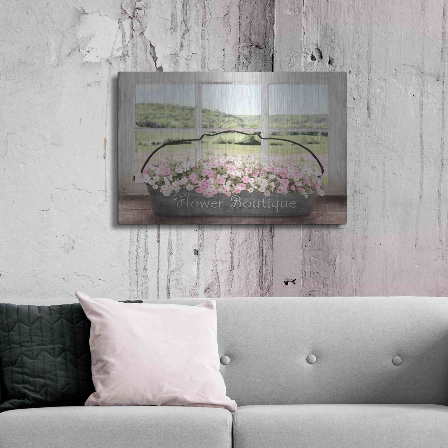 Luxe Metal Art 'Flower Boutique' by Lori Deiter, Metal Wall Art,36x24