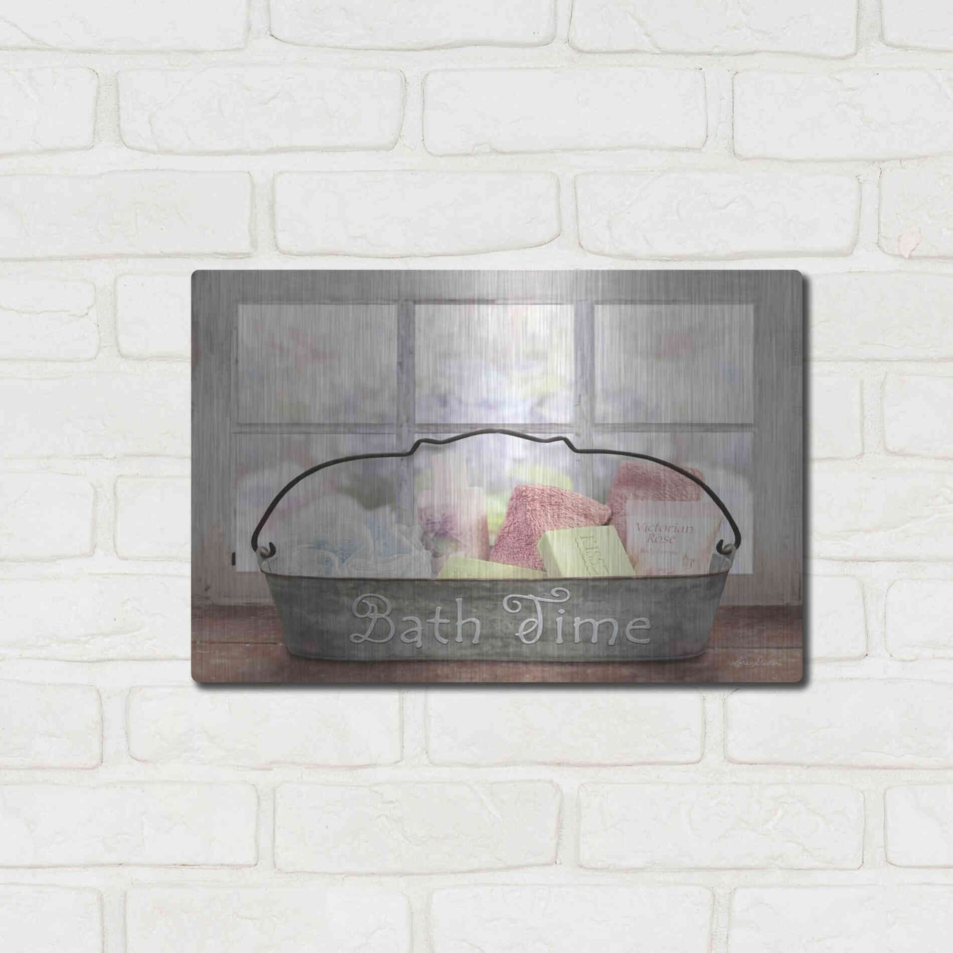 Luxe Metal Art 'Bath Time' by Lori Deiter, Metal Wall Art,16x12