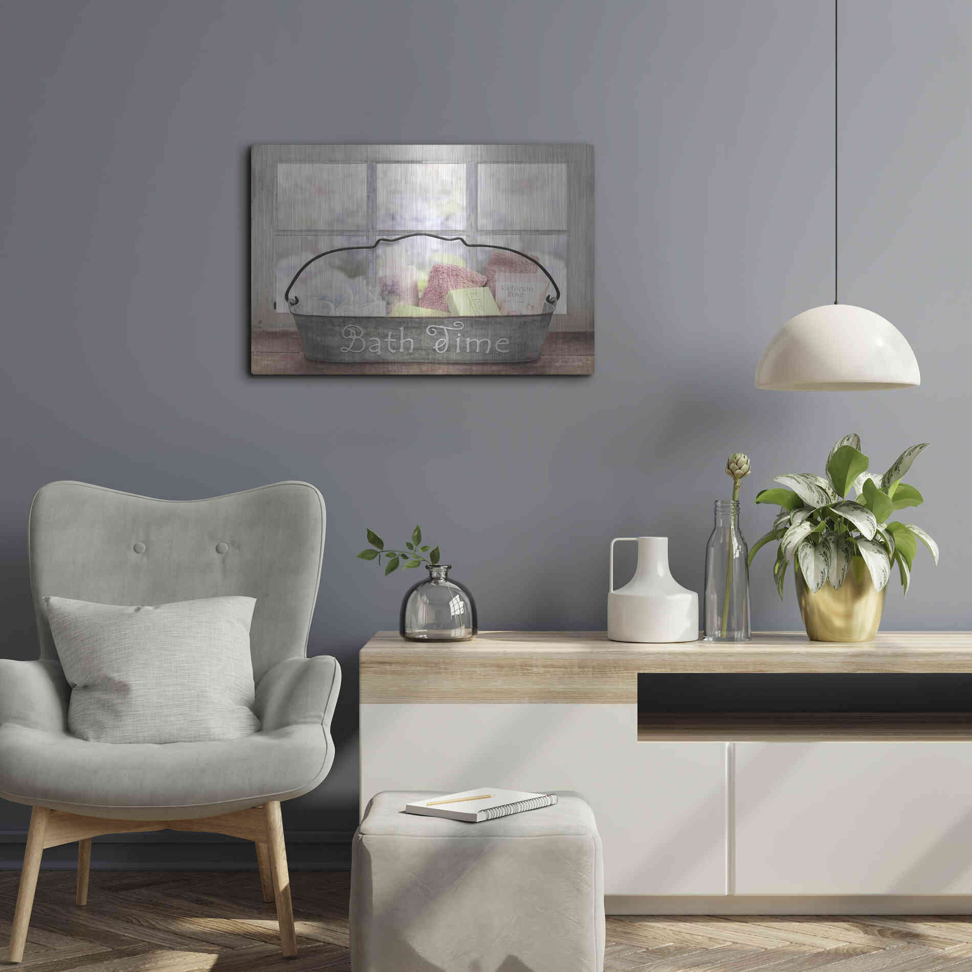 Luxe Metal Art 'Bath Time' by Lori Deiter, Metal Wall Art,24x16