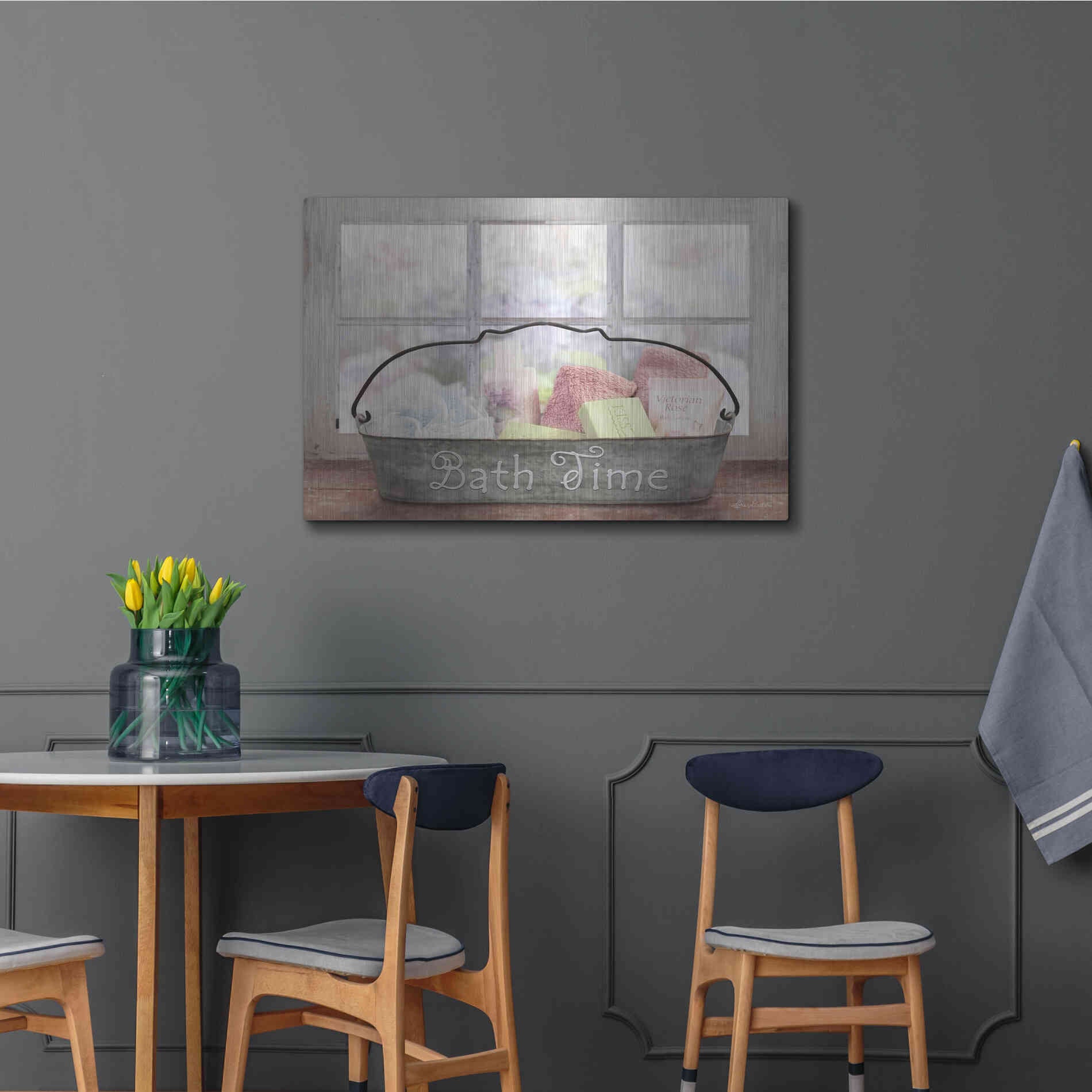 Luxe Metal Art 'Bath Time' by Lori Deiter, Metal Wall Art,36x24