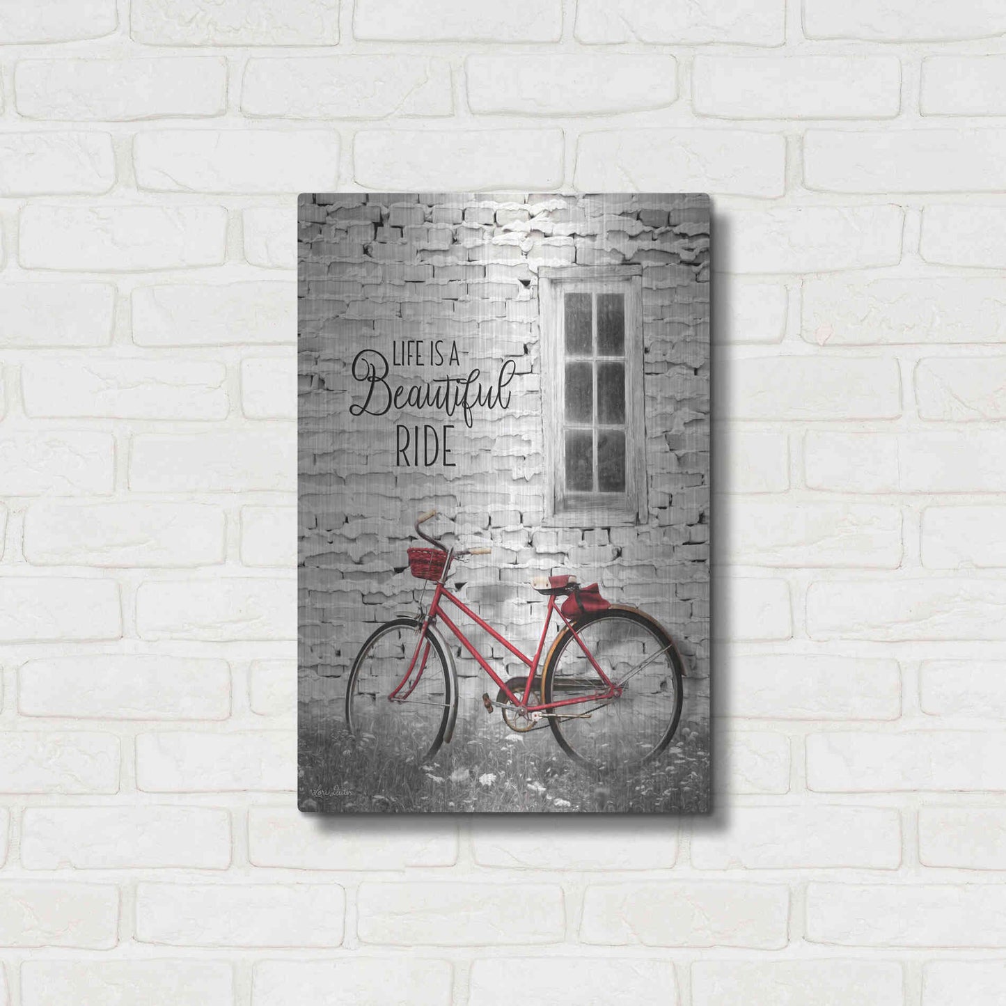 Luxe Metal Art 'Life is a Beautiful Ride' by Lori Deiter, Metal Wall Art,16x24