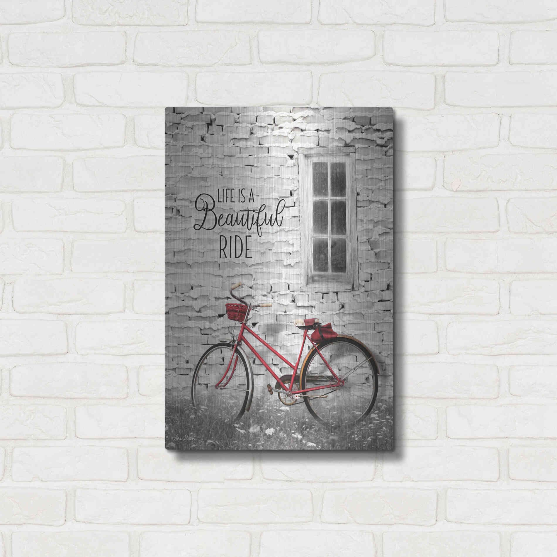 Luxe Metal Art 'Life is a Beautiful Ride' by Lori Deiter, Metal Wall Art,16x24