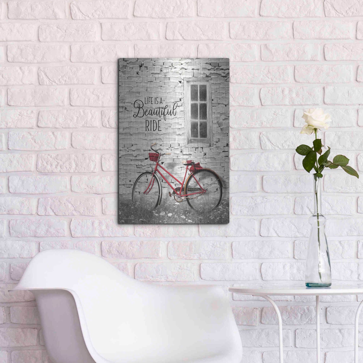 Luxe Metal Art 'Life is a Beautiful Ride' by Lori Deiter, Metal Wall Art,16x24