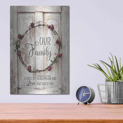Luxe Metal Art 'Our Family - A Circle of Strength' by Lori Deiter, Metal Wall Art,12x16