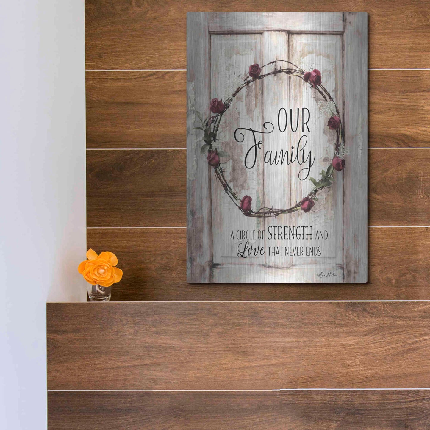 Luxe Metal Art 'Our Family - A Circle of Strength' by Lori Deiter, Metal Wall Art,12x16