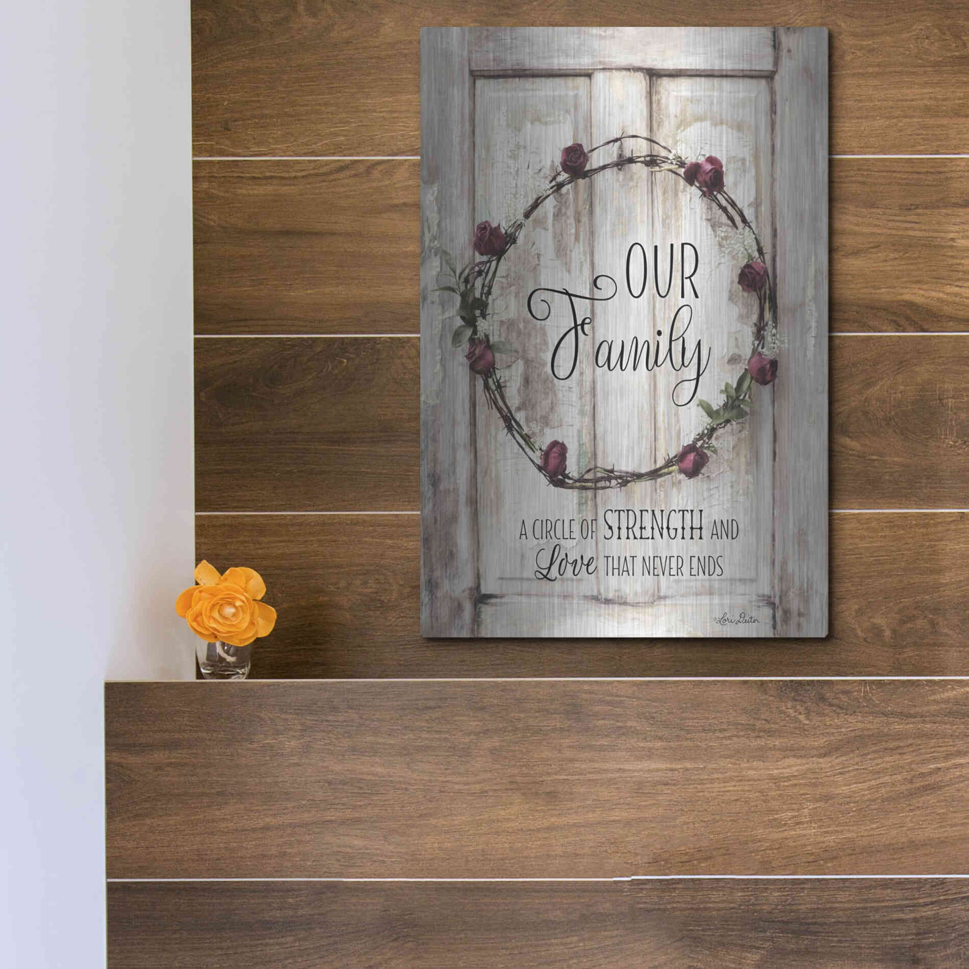 Luxe Metal Art 'Our Family - A Circle of Strength' by Lori Deiter, Metal Wall Art,12x16
