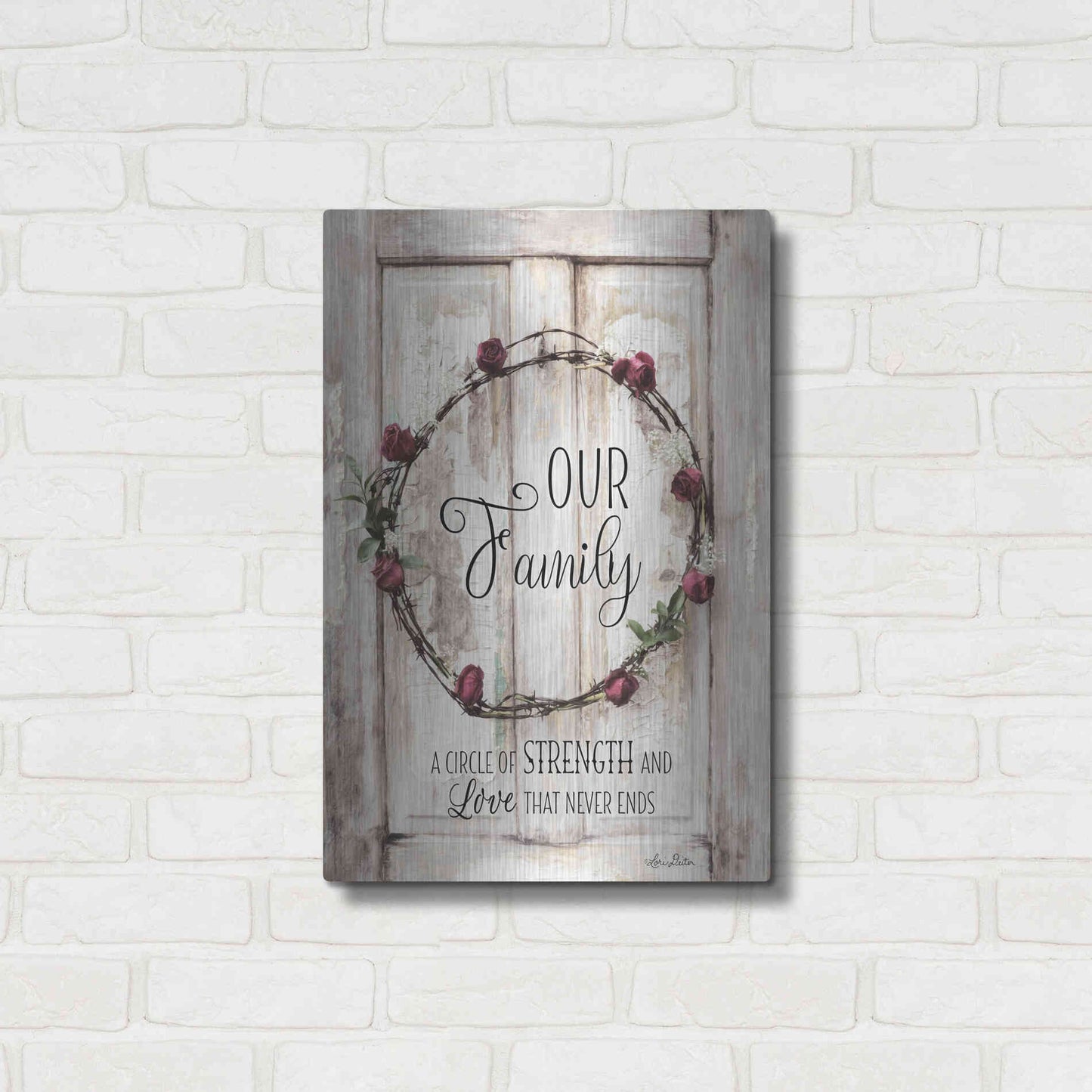 Luxe Metal Art 'Our Family - A Circle of Strength' by Lori Deiter, Metal Wall Art,16x24