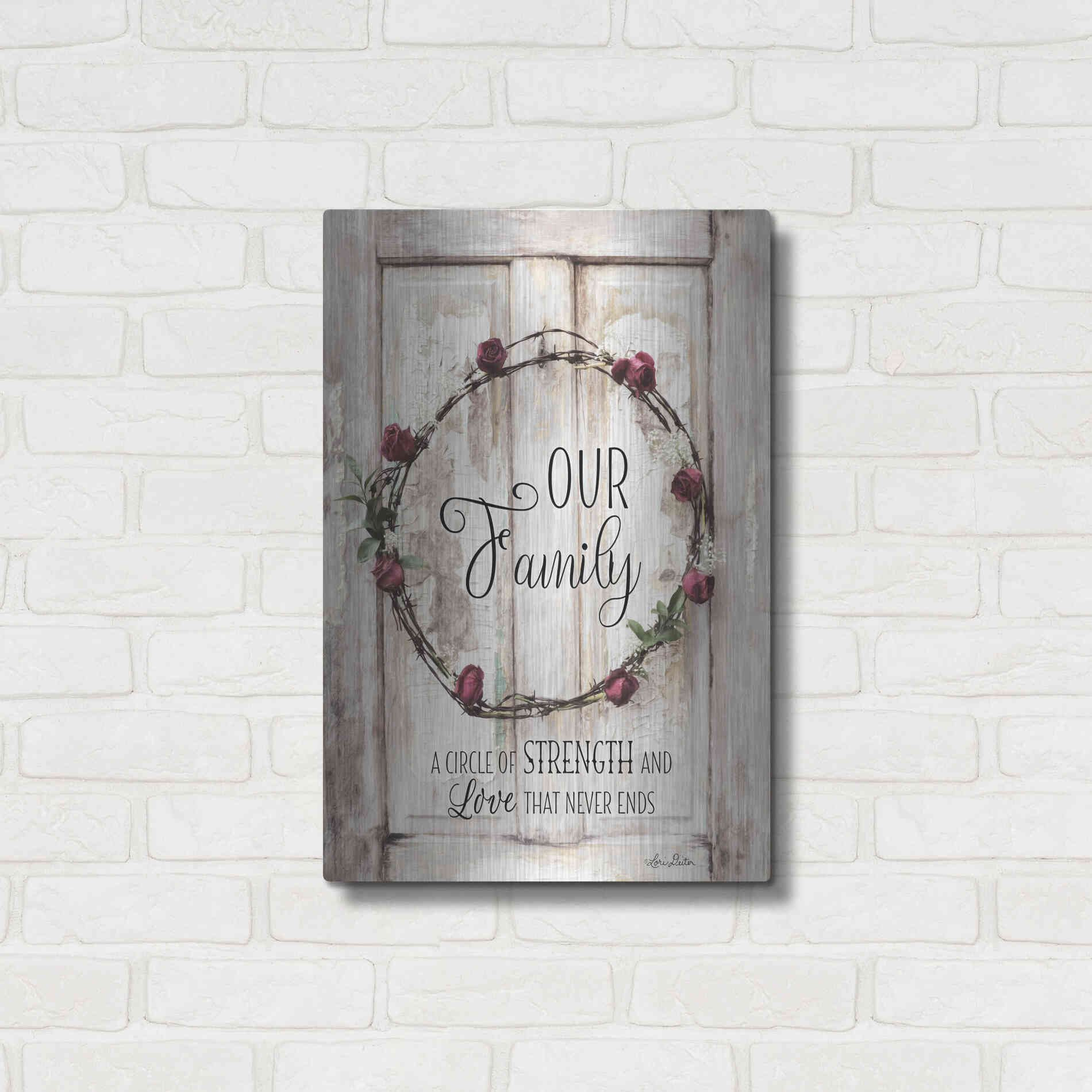 Luxe Metal Art 'Our Family - A Circle of Strength' by Lori Deiter, Metal Wall Art,16x24