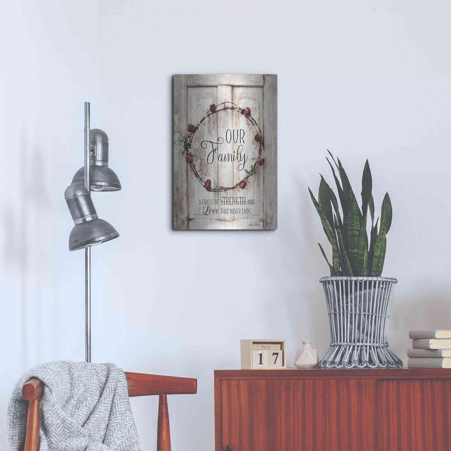 Luxe Metal Art 'Our Family - A Circle of Strength' by Lori Deiter, Metal Wall Art,16x24