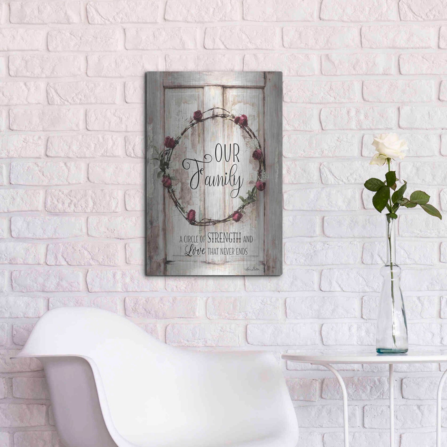 Luxe Metal Art 'Our Family - A Circle of Strength' by Lori Deiter, Metal Wall Art,16x24