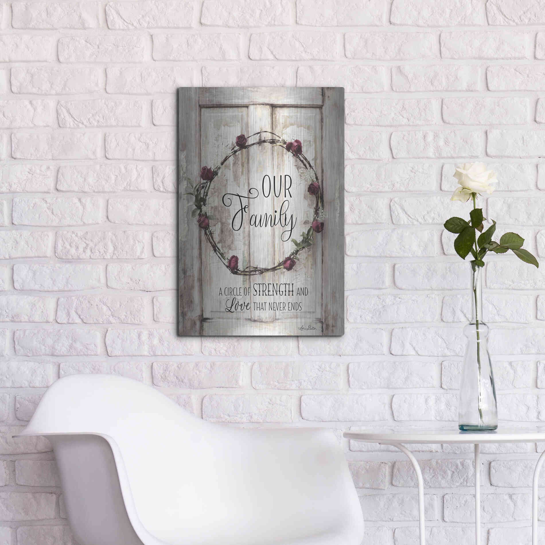 Luxe Metal Art 'Our Family - A Circle of Strength' by Lori Deiter, Metal Wall Art,16x24