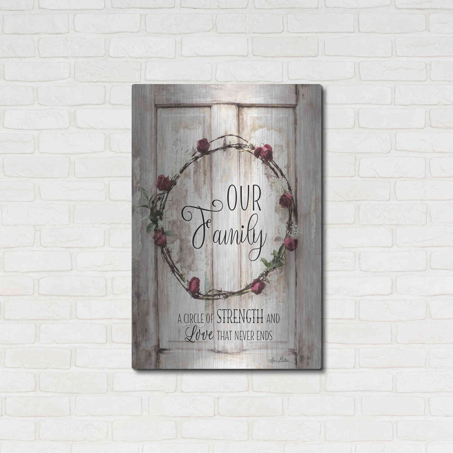 Luxe Metal Art 'Our Family - A Circle of Strength' by Lori Deiter, Metal Wall Art,24x36